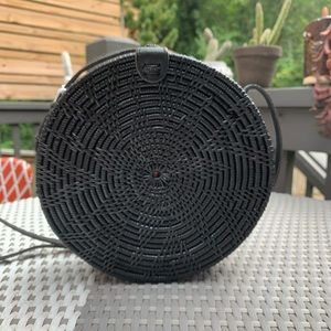 NEW Original Black Flower Rattan Bag